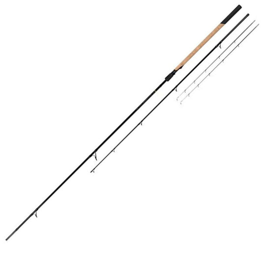 Black Mikado Katsudo Slim Distance Feeder 390cm Rod with cork handle and 3 interchangeable feeder tips.