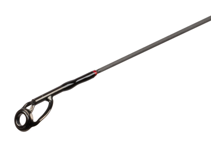 Load image into Gallery viewer, Close-up of the tip and first guide of a Mikado MFT Elite 240cm Spinning Rod, showing its sleek design.
