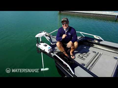 Load and play video in Gallery viewer, Watersnake | Geo-Spot GPS 65LB 66&quot; Shaft | Electric Bow Mount Trolling Motor
