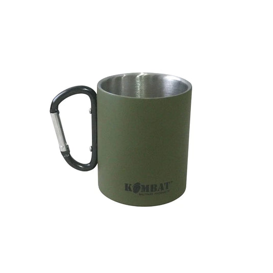 Wildhunter.ie - Kombat | Carabiner Stainless Steel Mug | Olive Green -  Camping Accessories 