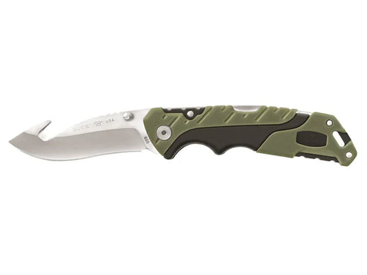 Wildhunter.ie - Buck | 660GRG Lrg Pursuit Guthook Folding Knife | SS Blade | Nylon Handle Black & Green -  Knives 