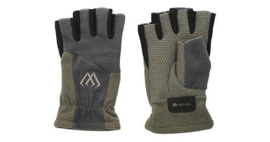 Wildhunter.ie - Mikado | Half Finger Polar Fleece Gloves | Gray/Green -  Gloves 