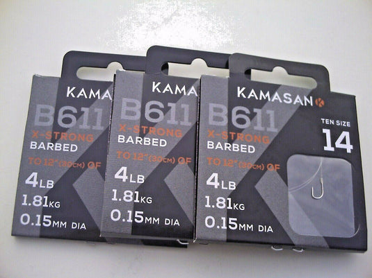 Wildhunter.ie - Kamasan Hooks | B611 | X-Strong Barbed | Hooks to Nylon -  Coarse Fishing Hooks 