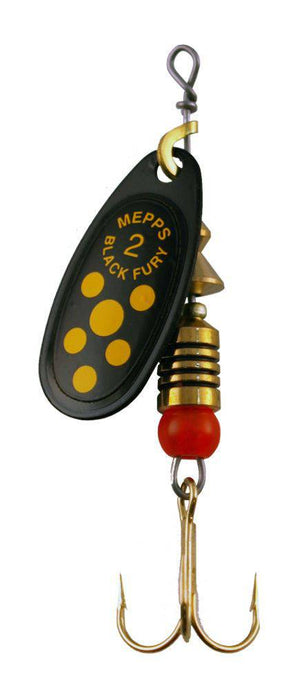 Wildhunter.ie - Mepps | Black Fury | Spinning Lure | Black & Yellow -  Game Spinners 