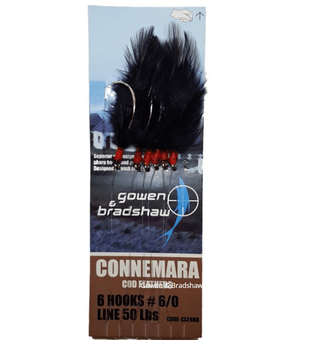 Wildhunter.ie - Gowen & Bradshaw | Connemra Mackerel Feathers Black | 3 hook 2/0 -  Sea Fishing Lures 