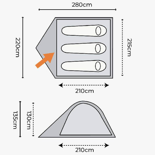 Wildhunter.ie - Highlander | Birch 3| Red | 3 Person Tent -  Camping Tents 