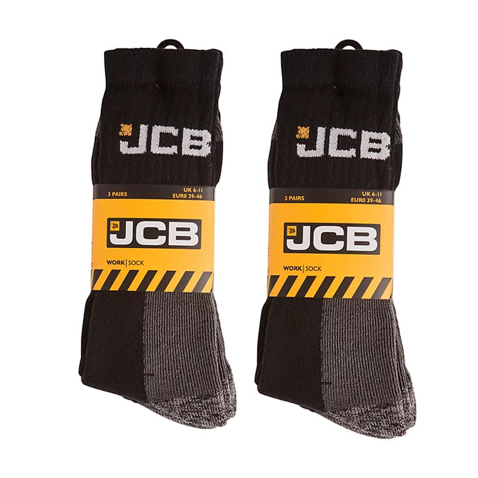 Wildhunter.ie - JCB Work Sock | 3 Pack Black Size 6-11 -  Socks 
