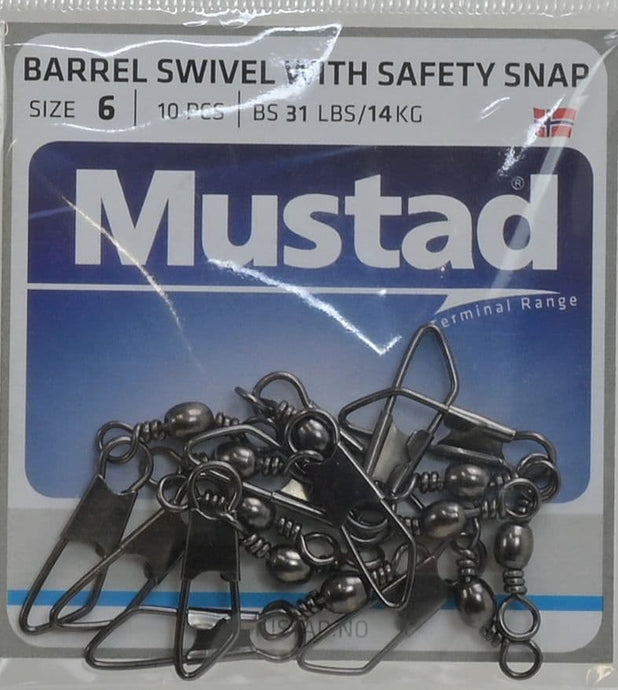 Wildhunter.ie - Mustad | Barrel Swivels Safety Snap | 10pcs -  Predator Snaps & Swivels 