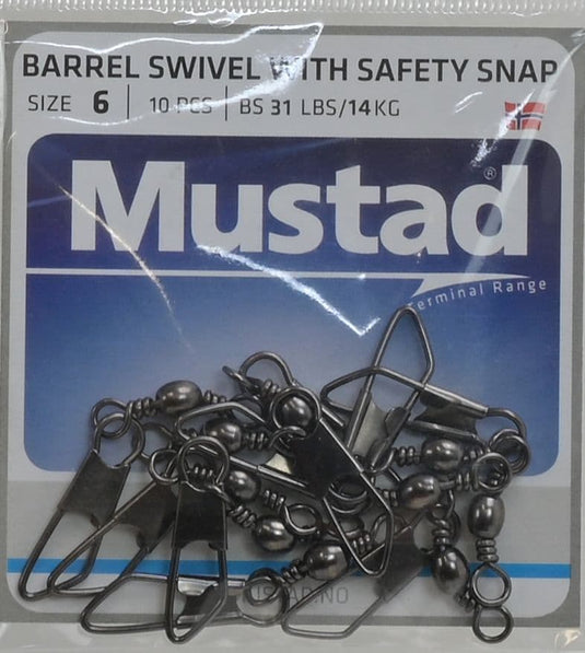 Wildhunter.ie - Mustad | Barrel Swivels Safety Snap | 10pcs -  Predator Snaps & Swivels 