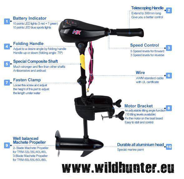 Load image into Gallery viewer, Wildhunter.ie - HK | 55LB | Electric Outboard Engine -  Electric Engines 
