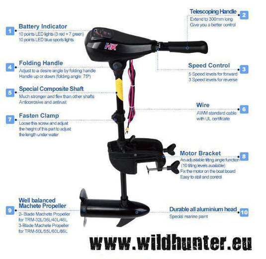Wildhunter.ie - HK | 55LB | Electric Outboard Engine -  Electric Engines 